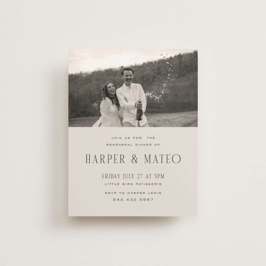 "Close-up" - Rehearsal Dinner Cards in Sandstone by Nicole Walsh - Front