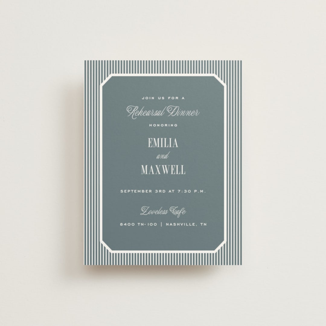"Modern Stripes" - Rehearsal Dinner Cards in Capri by Emily Betts - Front