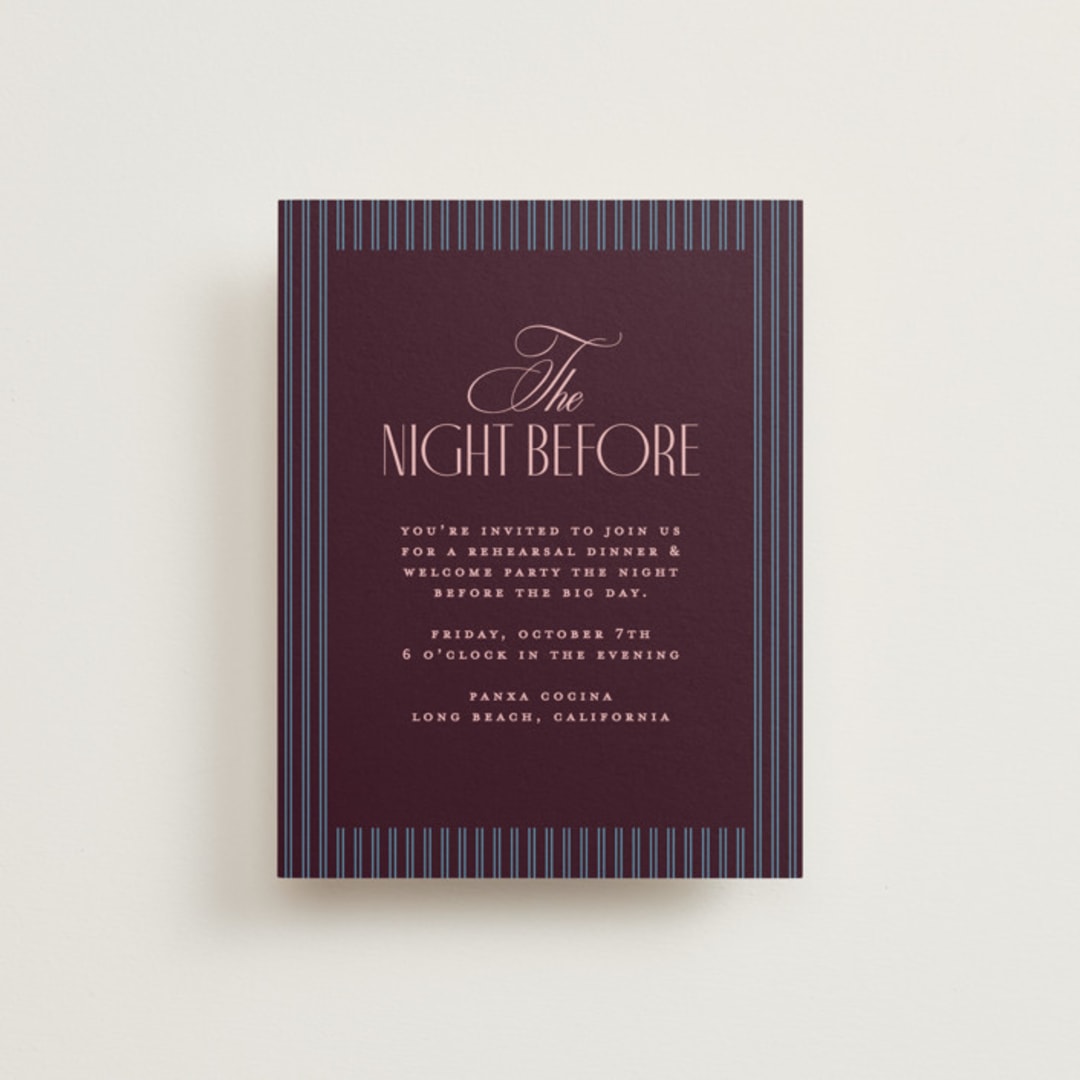 "sophisticate" - Rehearsal Dinner Cards in Plum by Owl and Toad - Front