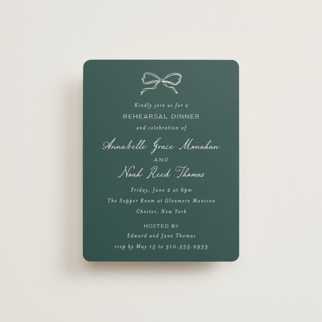 "Pair of Calla Lilies" - Rehearsal Dinner Cards in Sage by Leah Bisch - Front