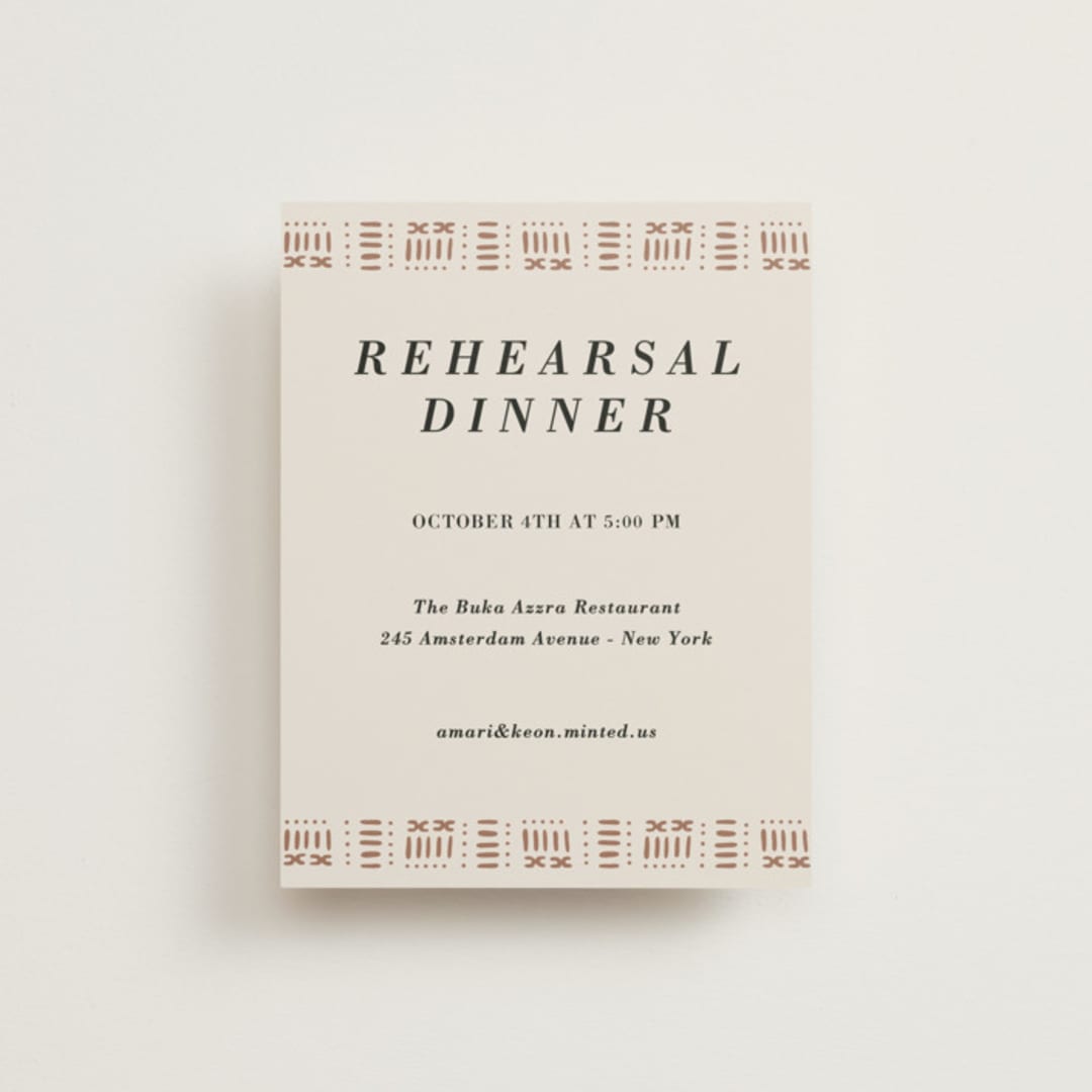 "Amari" - Rehearsal Dinner Cards in Ivory by Oma N. Ramkhelawan - Front