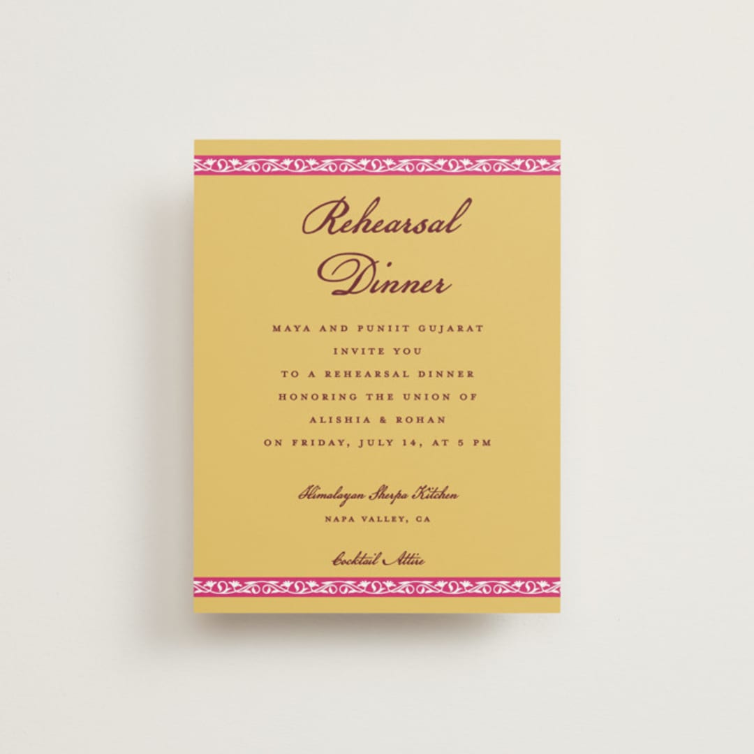 "Mughal Gardens" - Rehearsal Dinner Cards in Ivory by Sherley Ferreira - Front