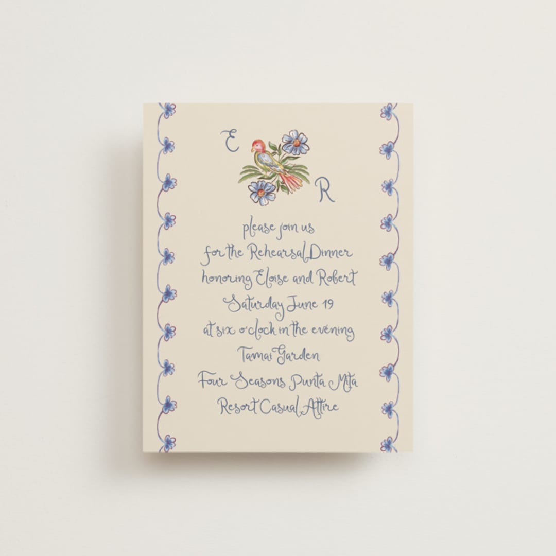 "Artisan Wedding" - Rehearsal Dinner Cards in Sea by Chris Griffith - Front