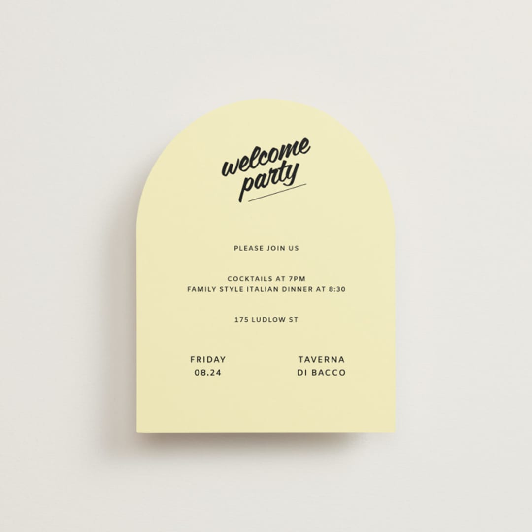 "Courthouse" - Rehearsal Dinner Cards in Butter by Studio Suku - Front