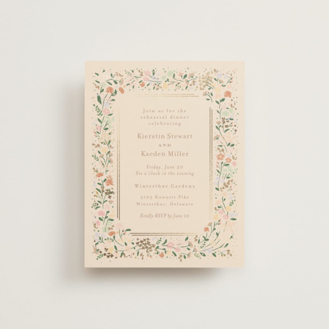 "Esther's garden" - Foil-Pressed Rehearsal Dinner Cards in Ivory by Jennifer Wick - Front