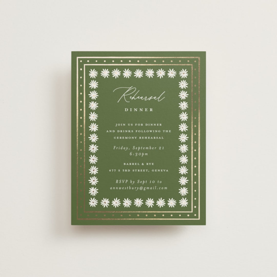 "Sadie" - Foil-Pressed Rehearsal Dinner Cards in Periwinkle by Erin German - Front