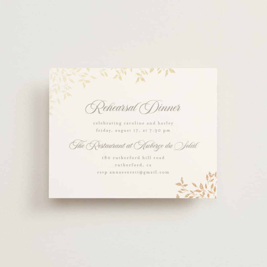 "Aperol" - Foil-Pressed Rehearsal Dinner Cards in Chiffon by Kristie Kern - Front