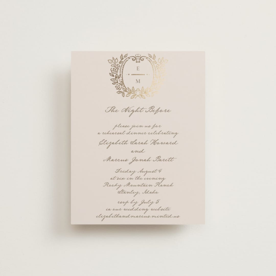 "Manuet" - Foil-Pressed Rehearsal Dinner Cards in Vanilla by Petra Kern - Front
