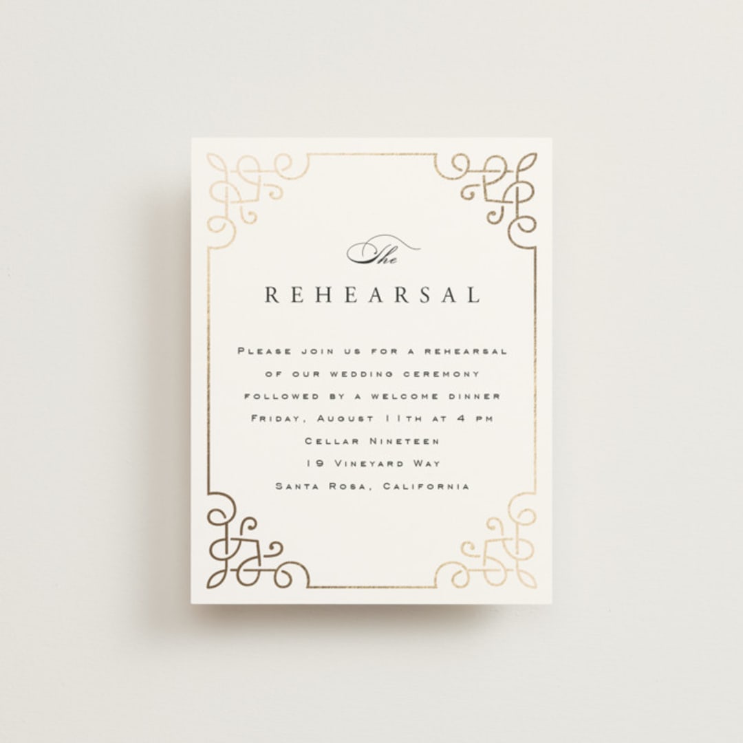 "Intertwined" - Foil-Pressed Rehearsal Dinner Cards in Pearl by Janean Hinger - Front