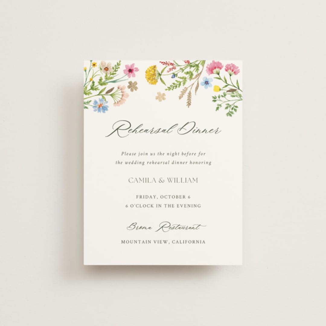 "Bright Garden" - Foil-Pressed Rehearsal Dinner Cards in Garden by Yaling Hou Suzuki - Front