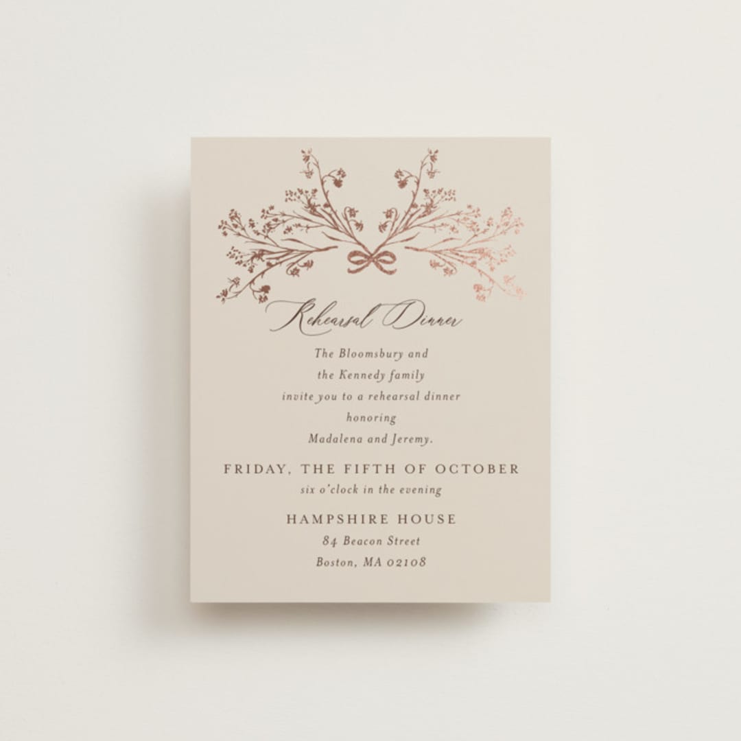 "Shining Florals" - Foil-Pressed Rehearsal Dinner Cards in Almond by frau brandt - Front