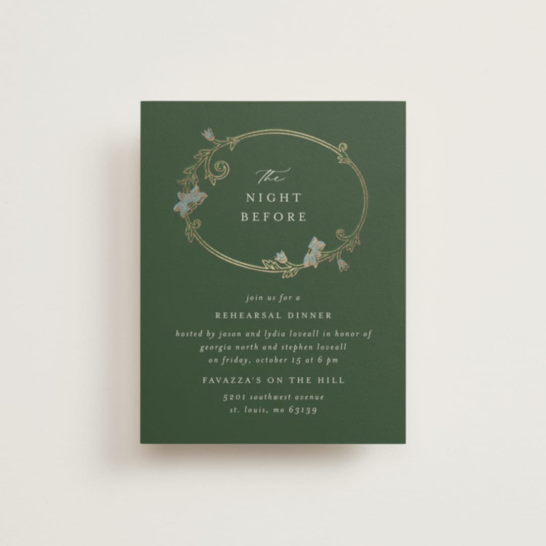 "grandeur" - Foil-Pressed Rehearsal Dinner Cards in Bluebell by Jen Owens - Front