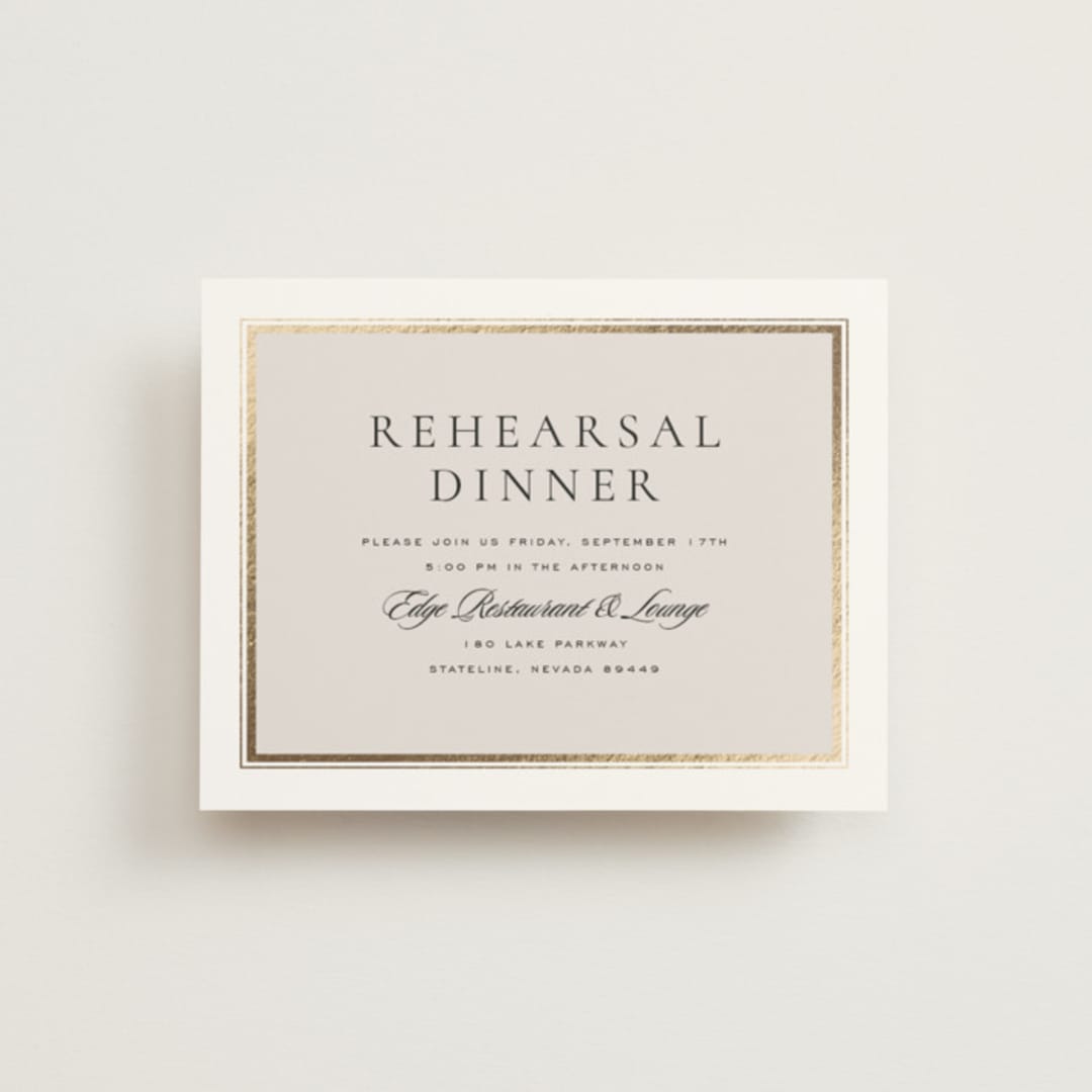 "Gilded Forest" - Foil-Pressed Rehearsal Dinner Cards in Snow by Stacy Maalouf - Front