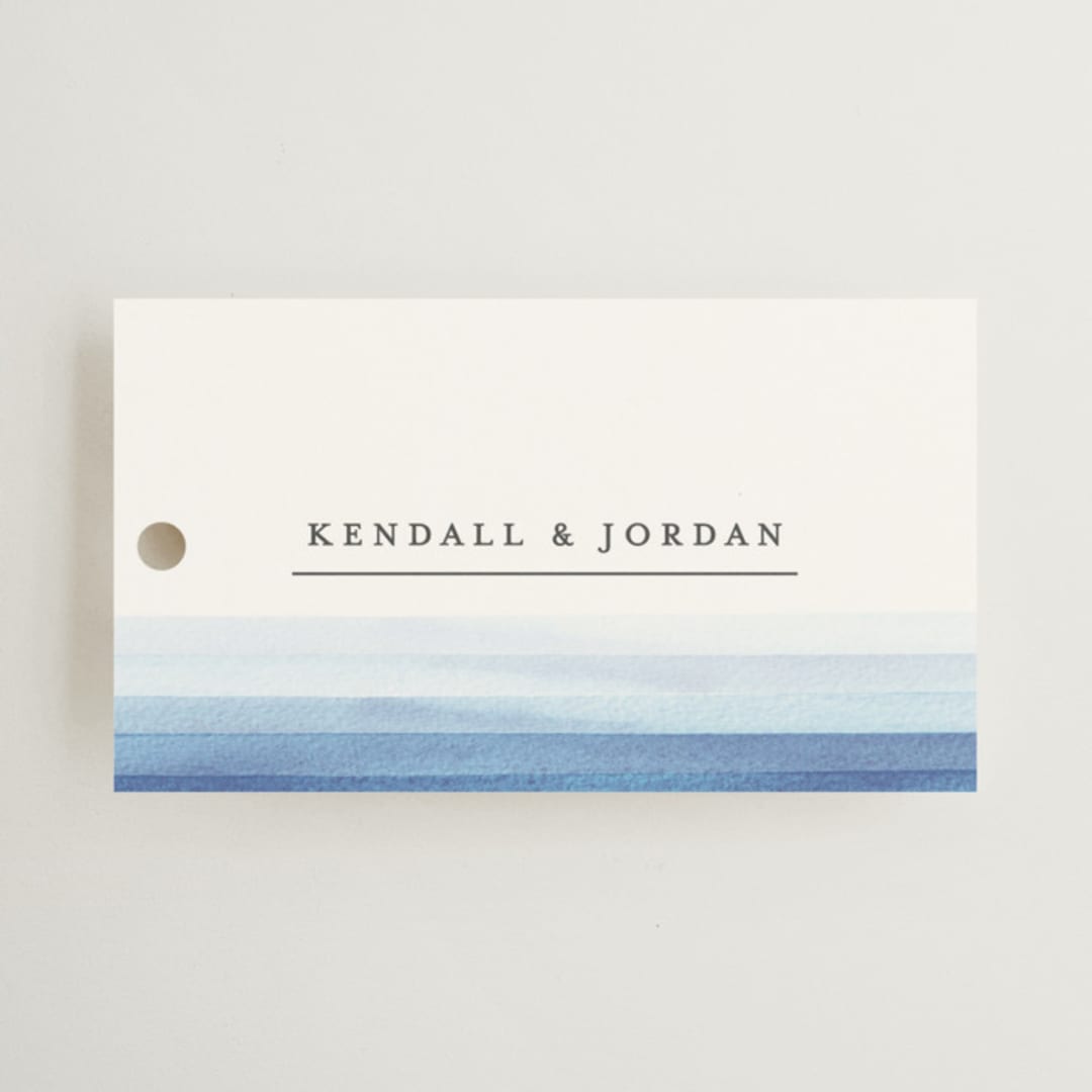 "Watercolour Stripe" - Rehearsal Dinner Favor Tags in Azure by Bethan - Front