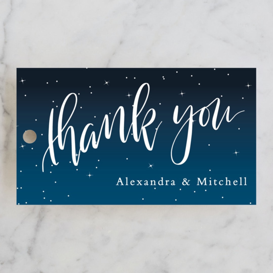 "The Night Before" - Rehearsal Dinner Favor Tags in Nightfall by Lea Delaveris - Front