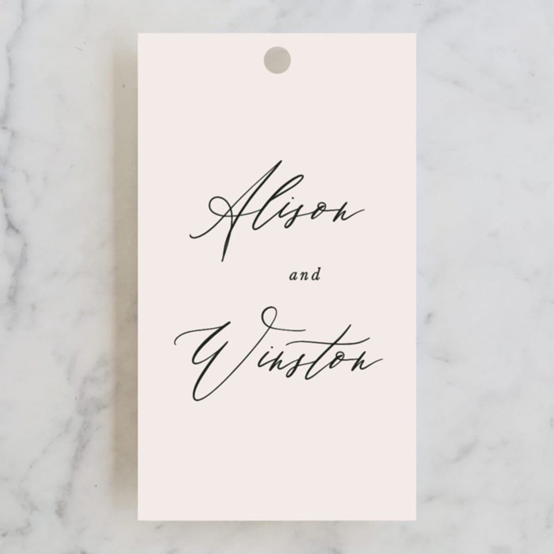 "Timeless" - Rehearsal Dinner Favor Tags in Taupe by Leah Bisch - Front