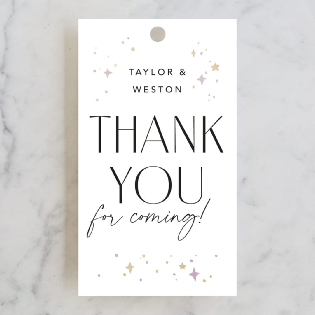 "The Happy Couple" - Rehearsal Dinner Favor Tags in Cotton by Robert and Stella - Front