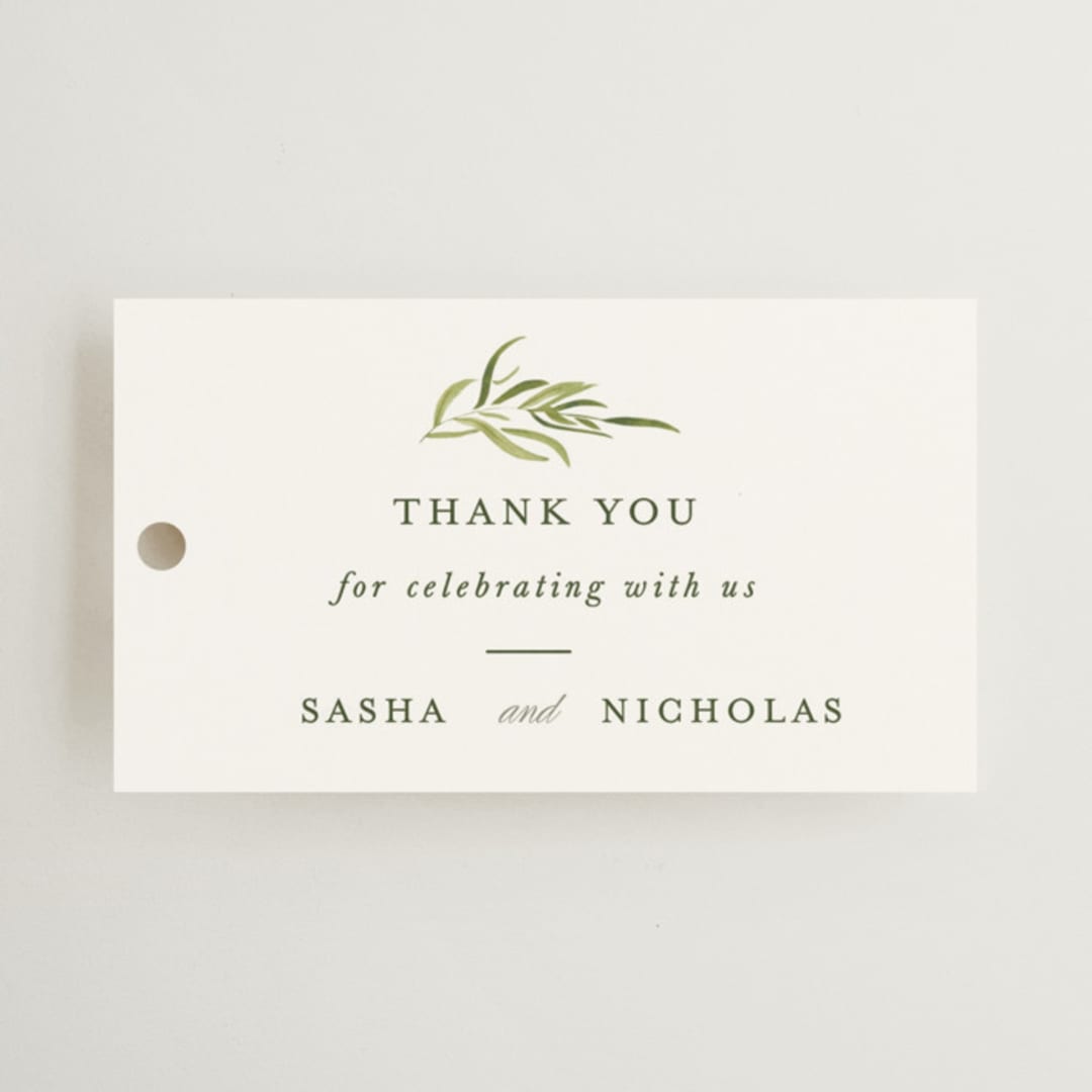 "Verdure" - Rehearsal Dinner Favor Tags in Garden by Leah Bisch - Front