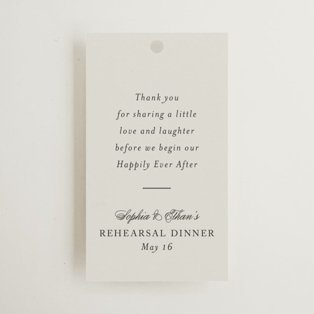 "sophisticate" - Rehearsal Dinner Favor Tags in Slate by Jennifer Postorino - Front