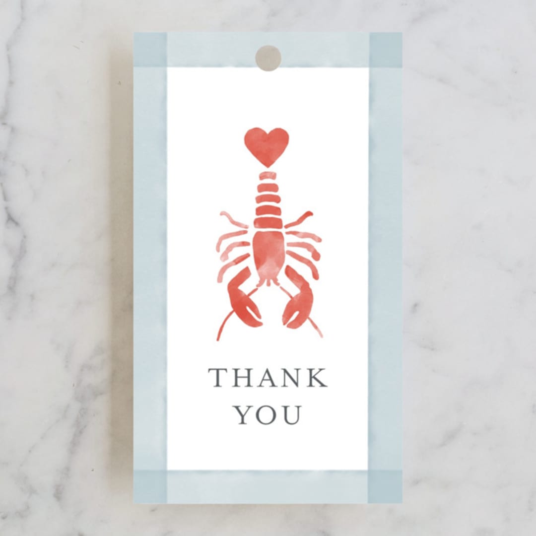 "Love and Lobsters" - Rehearsal Dinner Favor Tags in Ocean by Jen Tips - Front