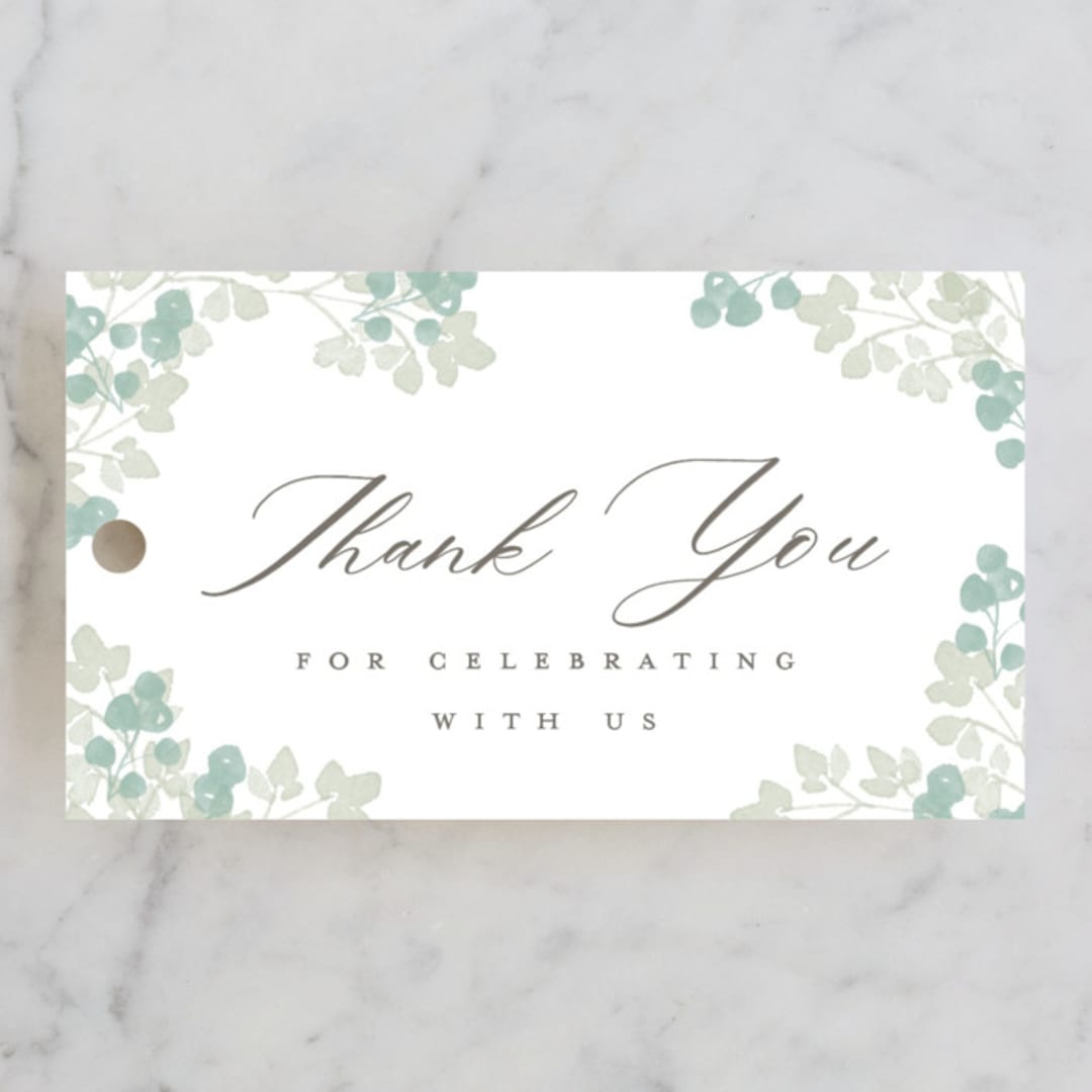 "Greenery Swash" - Rehearsal Dinner Favor Tags in Linen by Robert and Stella - Front