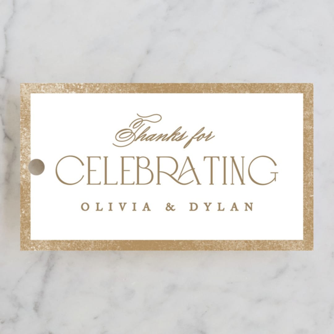 "Timeless glimmer" - Rehearsal Dinner Favor Tags in Champagne by Creo Study - Front