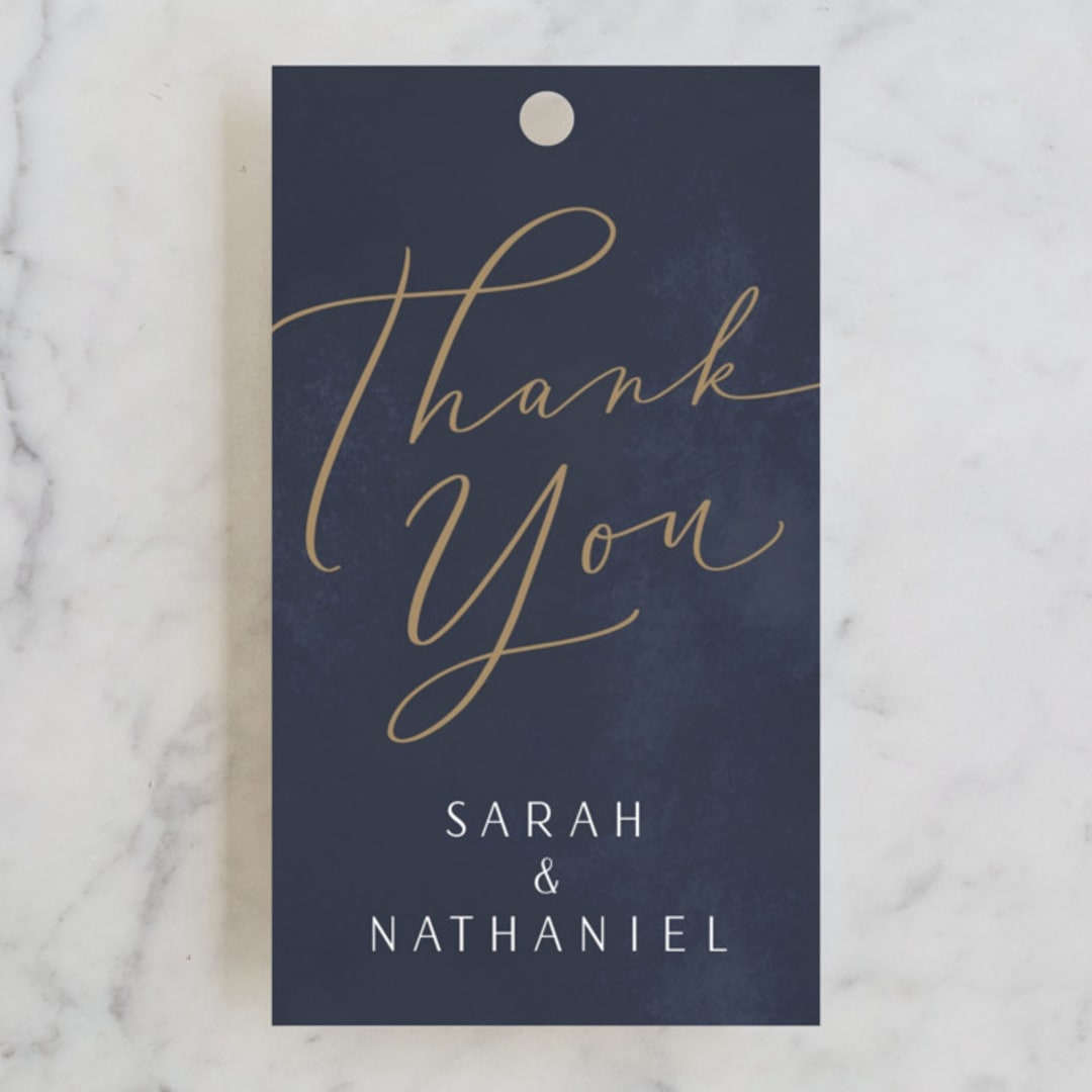 "The Night Before Lettering" - Rehearsal Dinner Favor Tags in Night by Erin German - Front