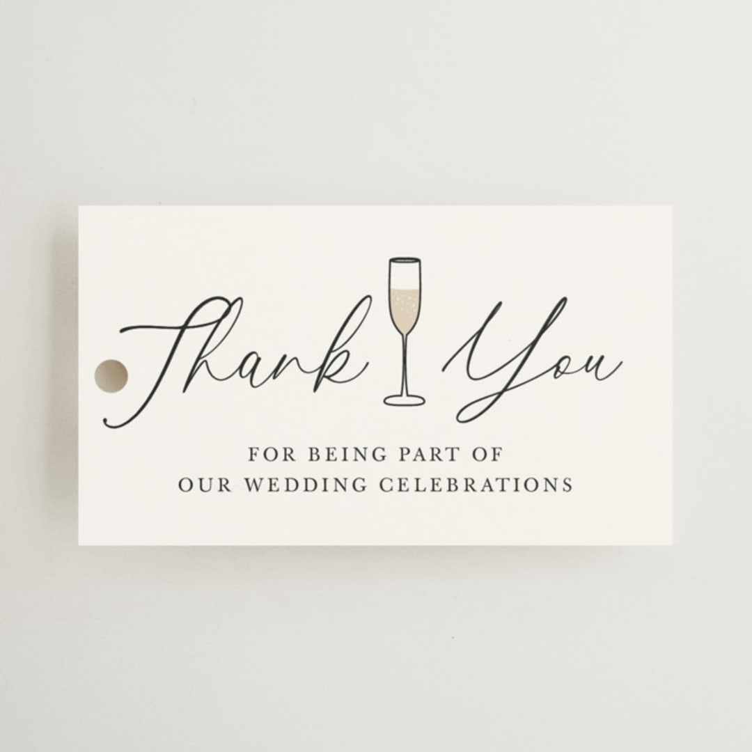 "Toasted" - Rehearsal Dinner Favor Tags in Cloud by Zani van Zyl - Front