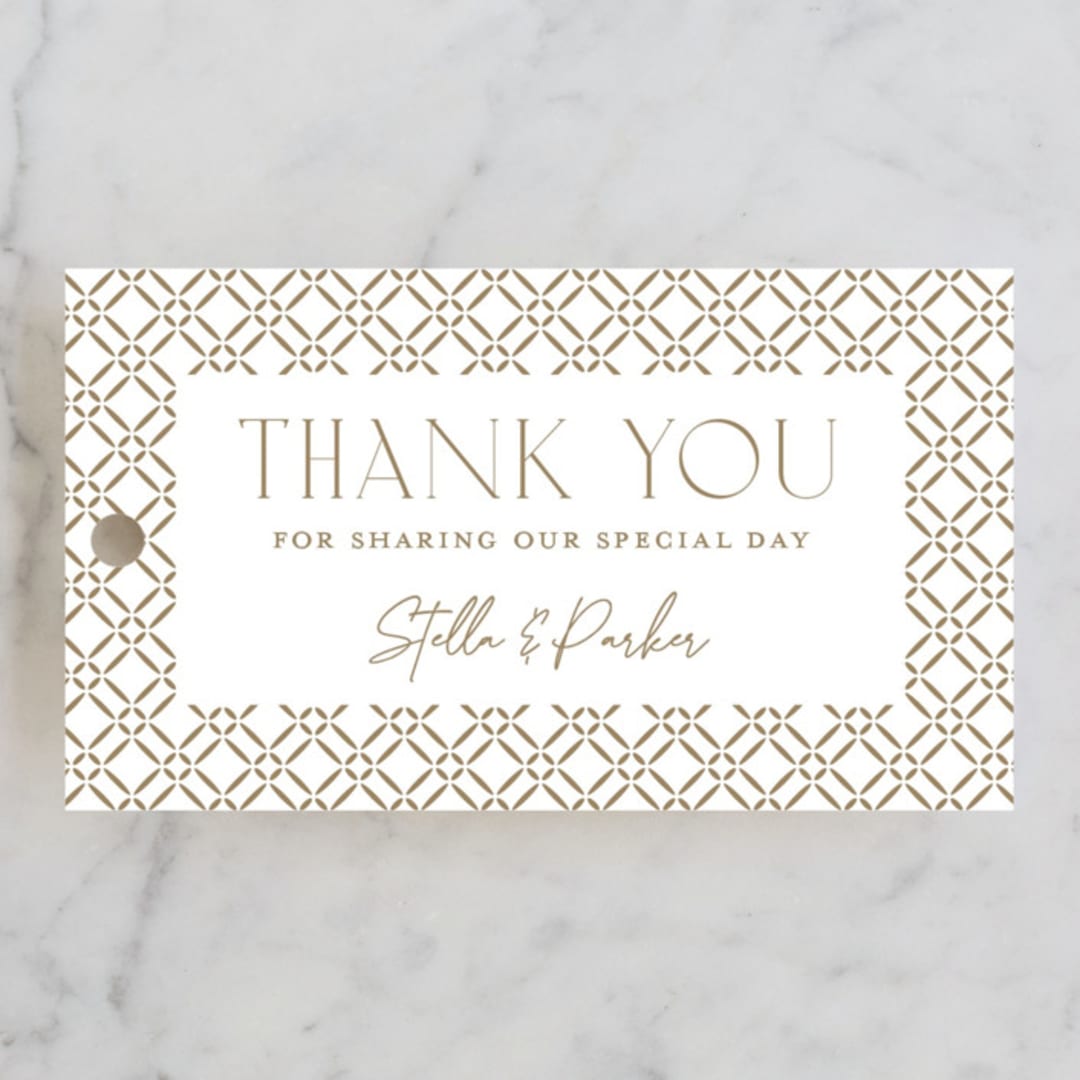 "Rattan" - Rehearsal Dinner Favor Tags in Almond by Yaling Hou Suzuki - Front