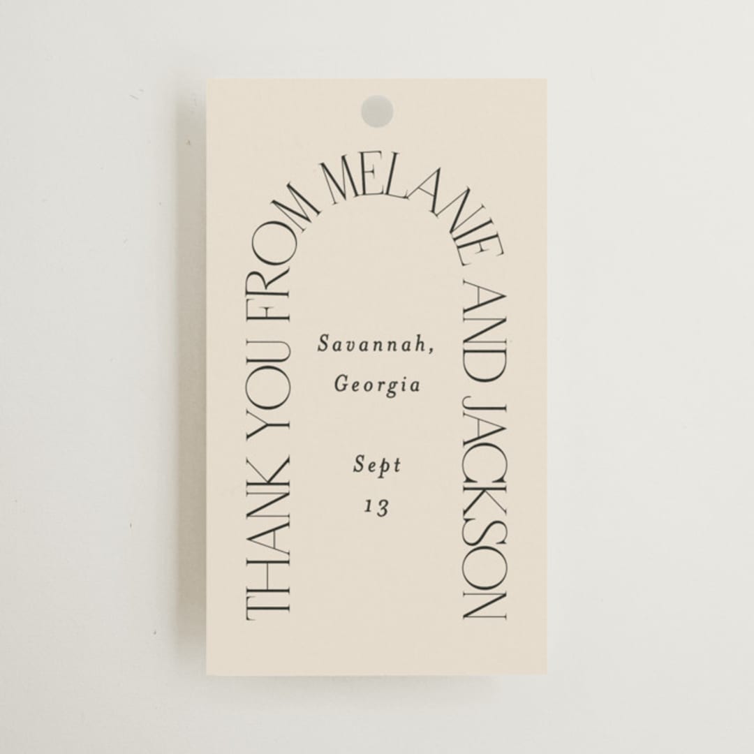 "Eat Drink Get Married" - Rehearsal Dinner Favor Tags in Ivory by Amy Payne - Front