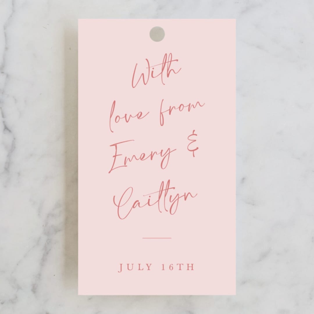 "Ink scribble" - Rehearsal Dinner Favor Tags in Rosebud by Adelyn T. - Front