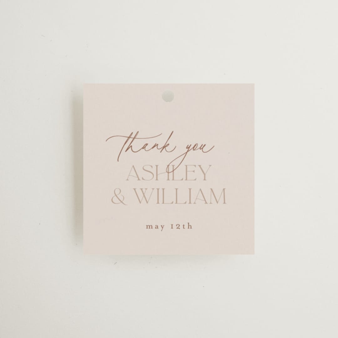 "Typographical" - Rehearsal Dinner Favor Tags in Clay by Nicole Barreto - Front