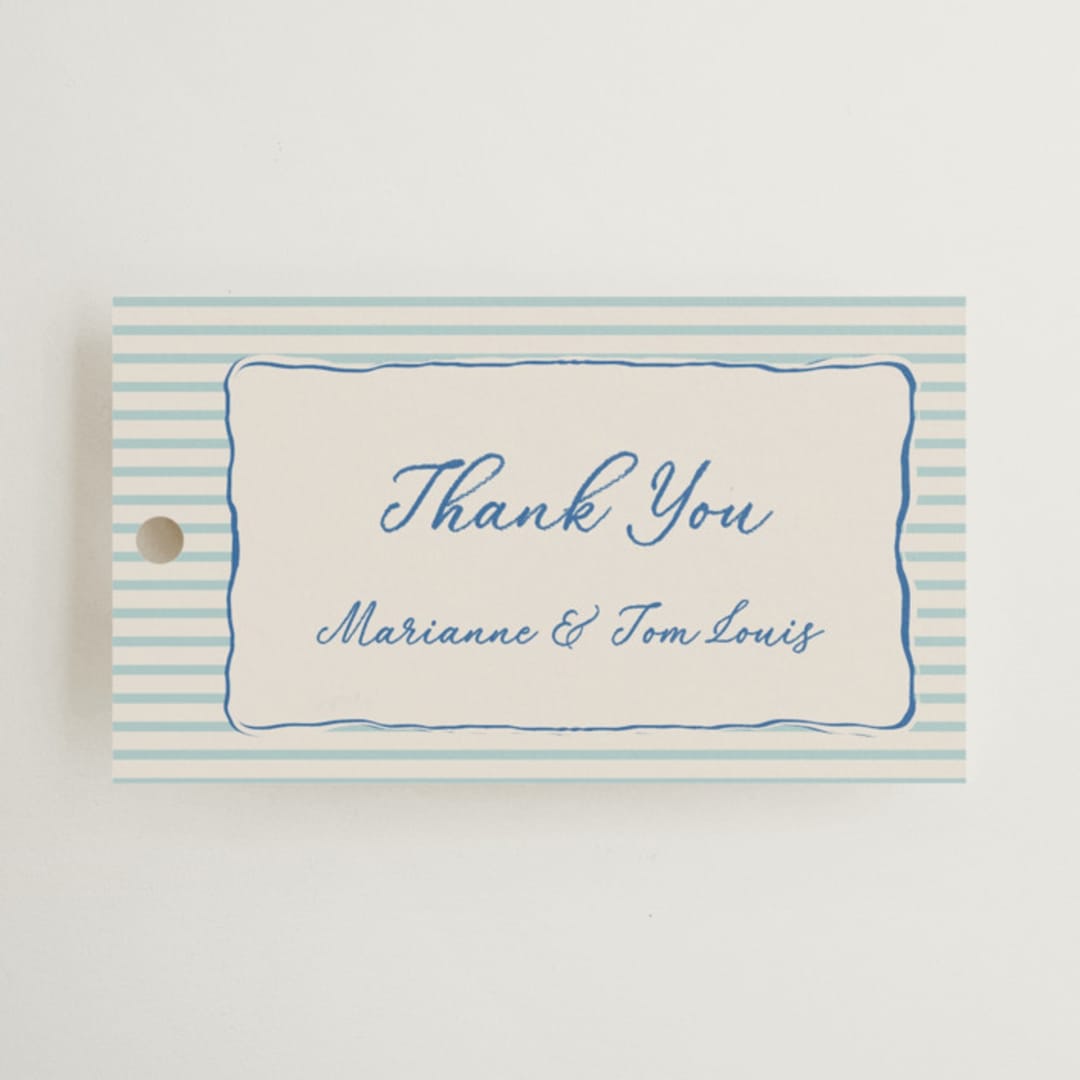 "Seaside Serenade" - Rehearsal Dinner Favor Tags in Marine by Lucrecia Caporale - Front