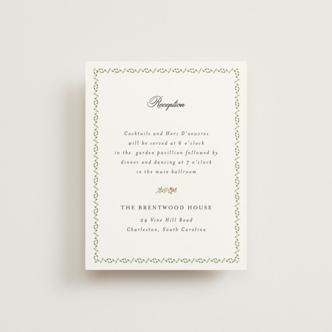 "Monogramed" - Reception Cards in Blush by Susan Moyal - Front