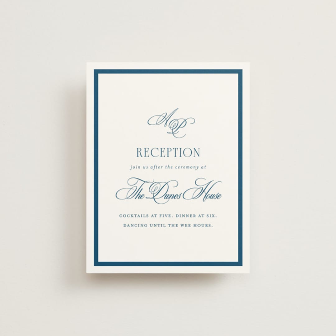 "Hilton" - Reception Cards in Ocean by Kelly Schmidt - Front