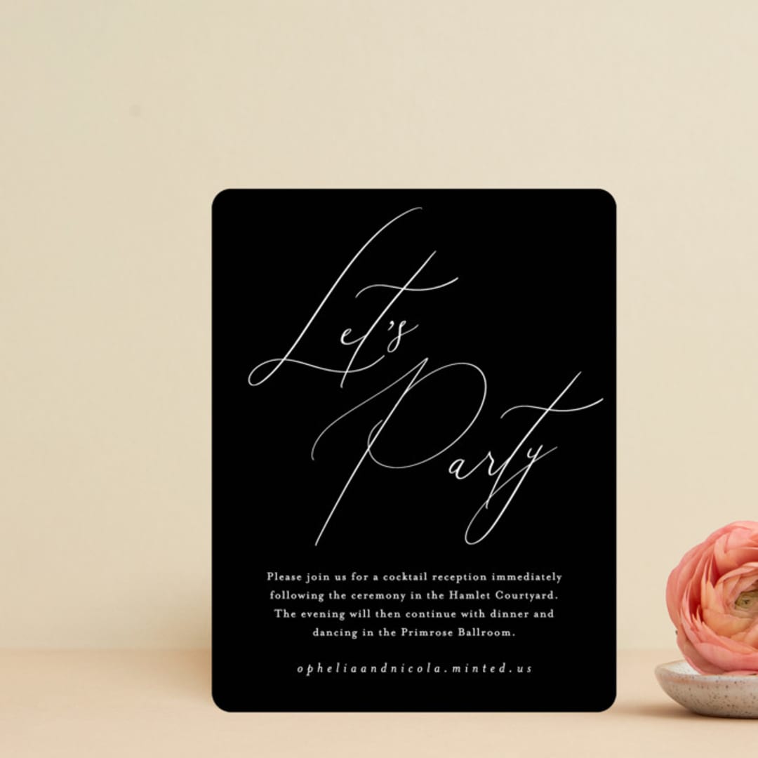 "Us" - Reception Cards in Tuxedo by Leah Bisch - Front