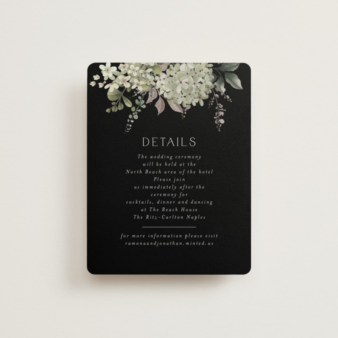 "A Wedding in the Garden" - Reception Cards in Charcoal by Chris Griffith - Front