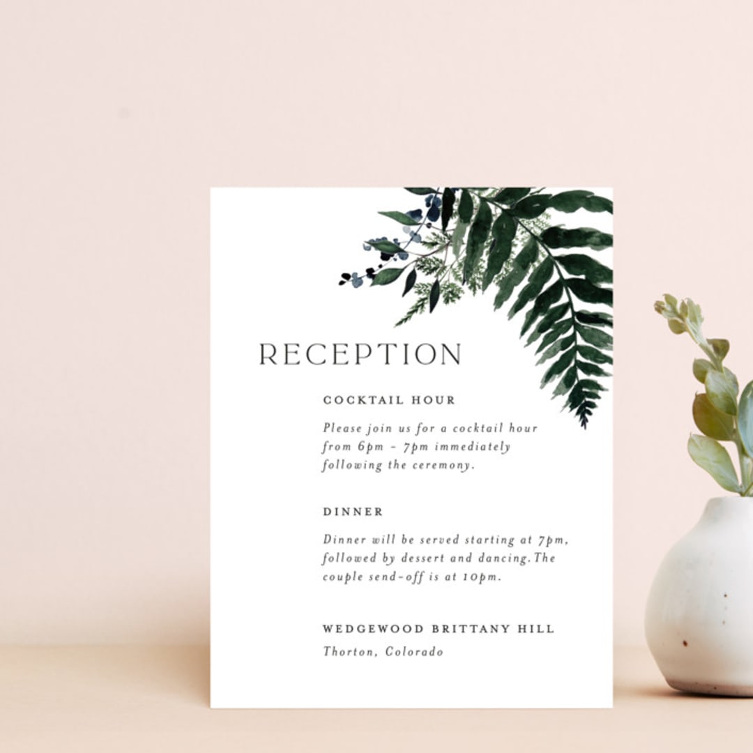"On and On" - Reception Cards in Botanical Bouquet by Design Lotus - Front