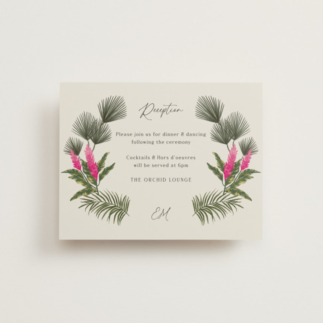 "Tropical garden" - Reception Cards in Lime by Elly - Front
