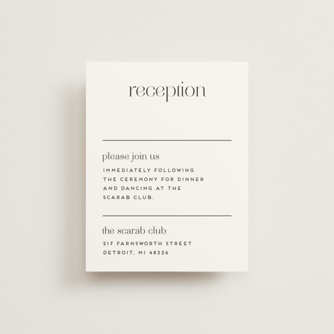 "Aligning" - Reception Cards in Tuxedo by Genna Blackburn - Front