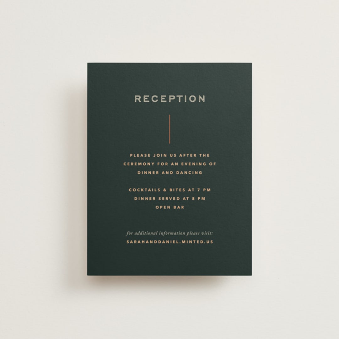 "Top to Bottom" - Reception Cards in Evergreen by Kindred Fields - Front