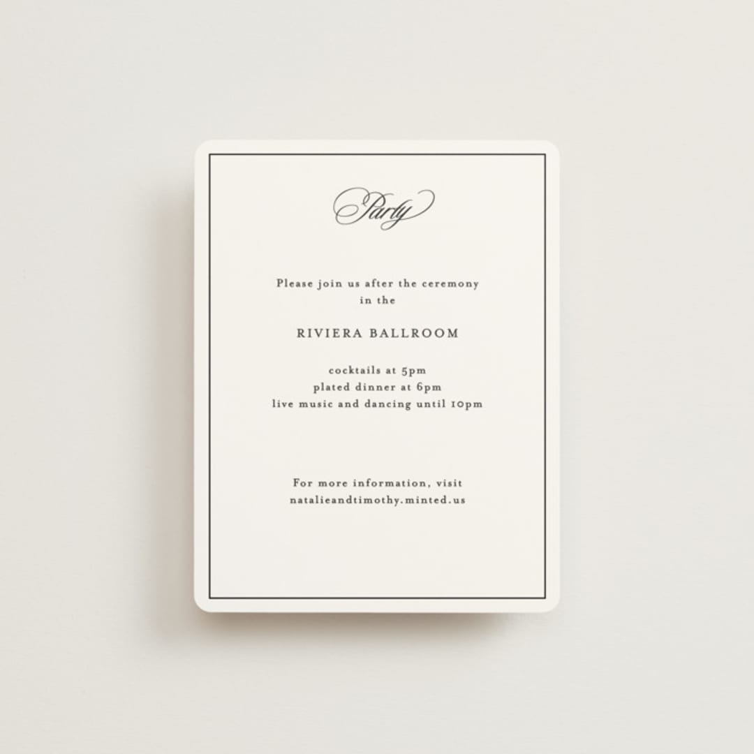 "Sincerity" - Reception Cards in Noir by Kimberly FitzSimons - Front
