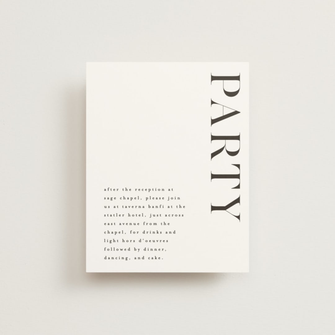 "Show" - Reception Cards in Dove Gray by Up Up Creative - Front