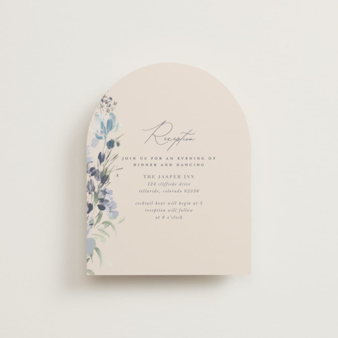 "Wildflower Wreath" - Reception Cards in Sky by Grace Kreinbrink - Front