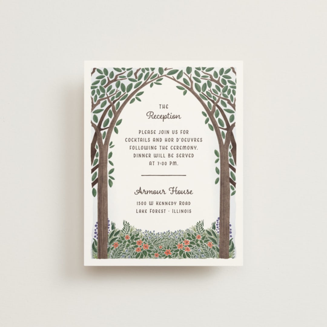 "Nature's Chapel" - Reception Cards in Forest by Paper Sun Studio - Front