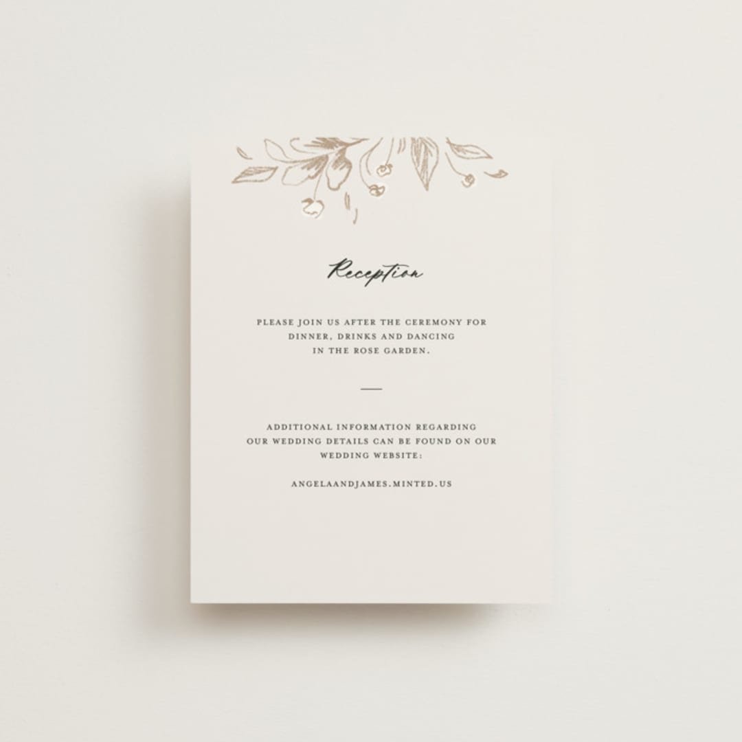 "Sketched Flora" - Reception Cards in Cream by Paper Raven Co. - Front