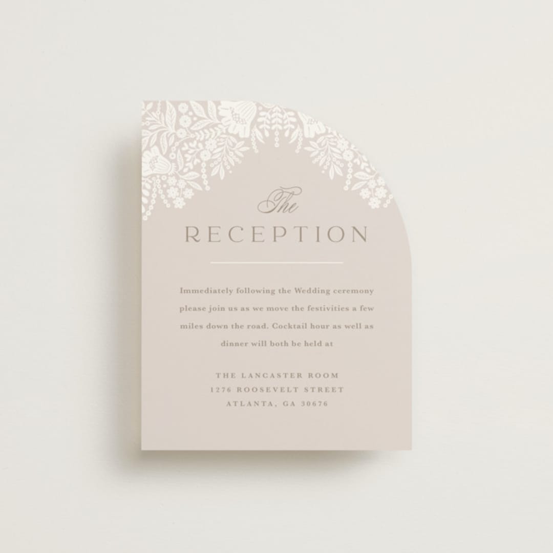 "Lace Trim" - Reception Cards in Cream by Kristen Smith - Front