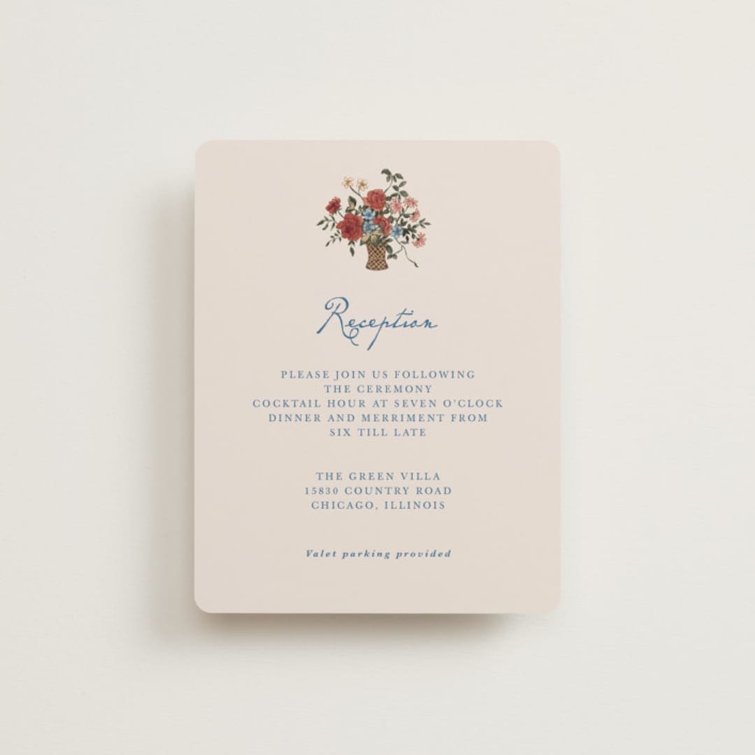 "Swan Crest" - Reception Cards in Royal by Cass Loh - Front