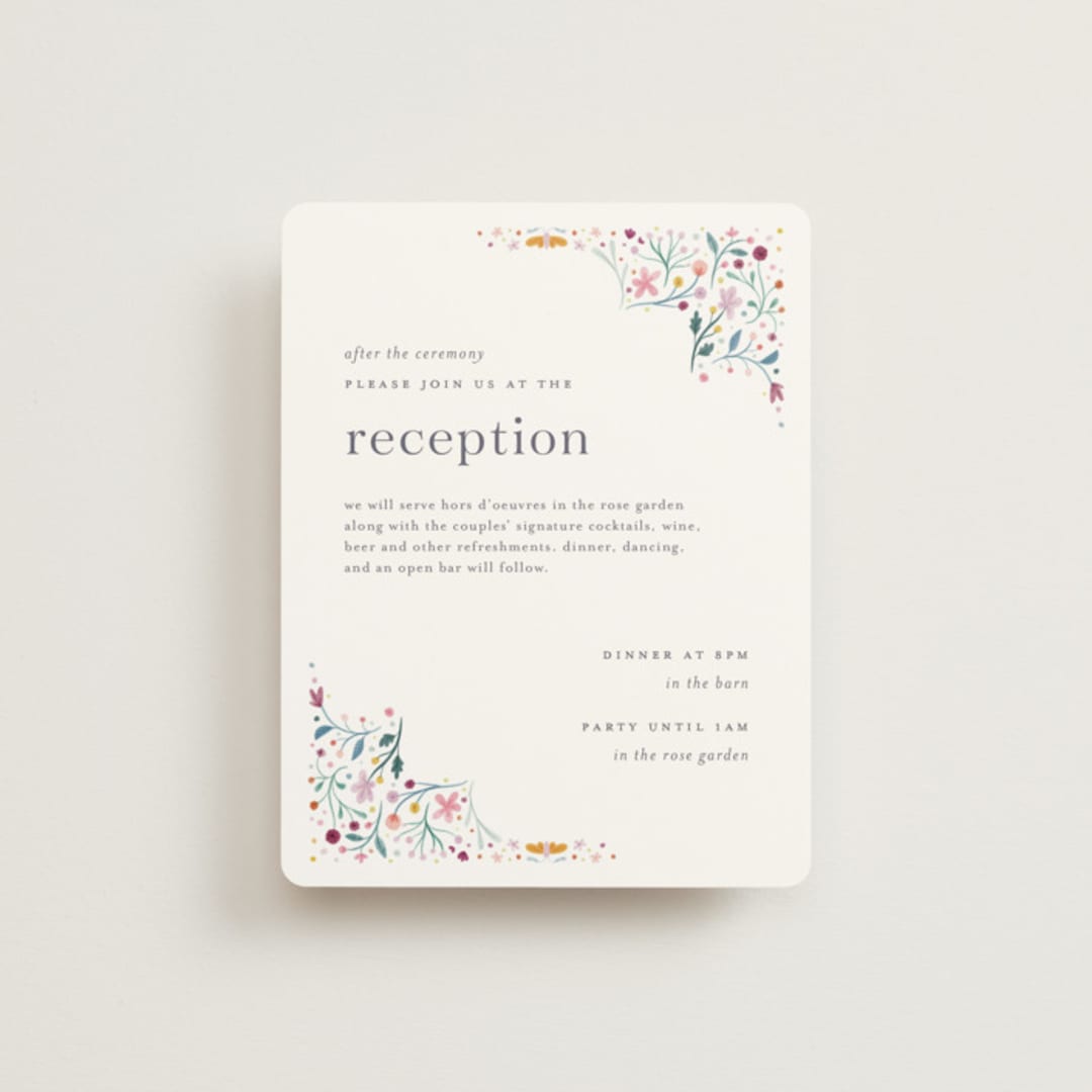 "Delicate Garden" - Reception Cards in Wildflower by Ashley DeMeyere - Front