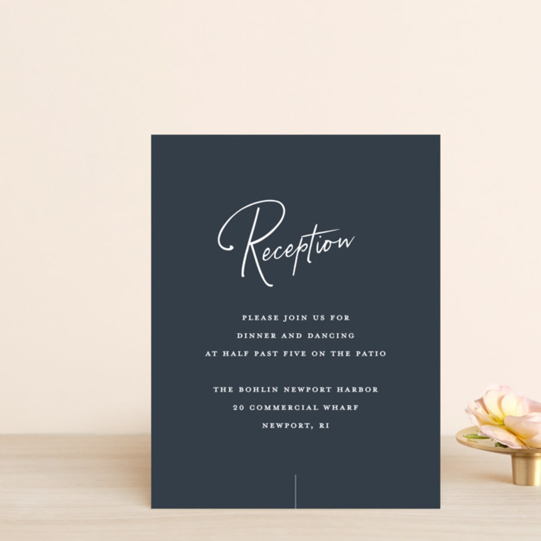 "Proposal" - Reception Cards in Marine by Sandra Picco Design - Front